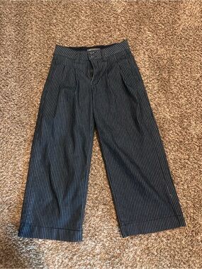 Democracy Blue Pinstripe Wide-Leg Dress Pants